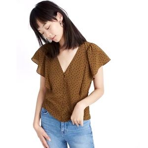 NWT Madewell Silk Carmelina Flutter Sleeve Top